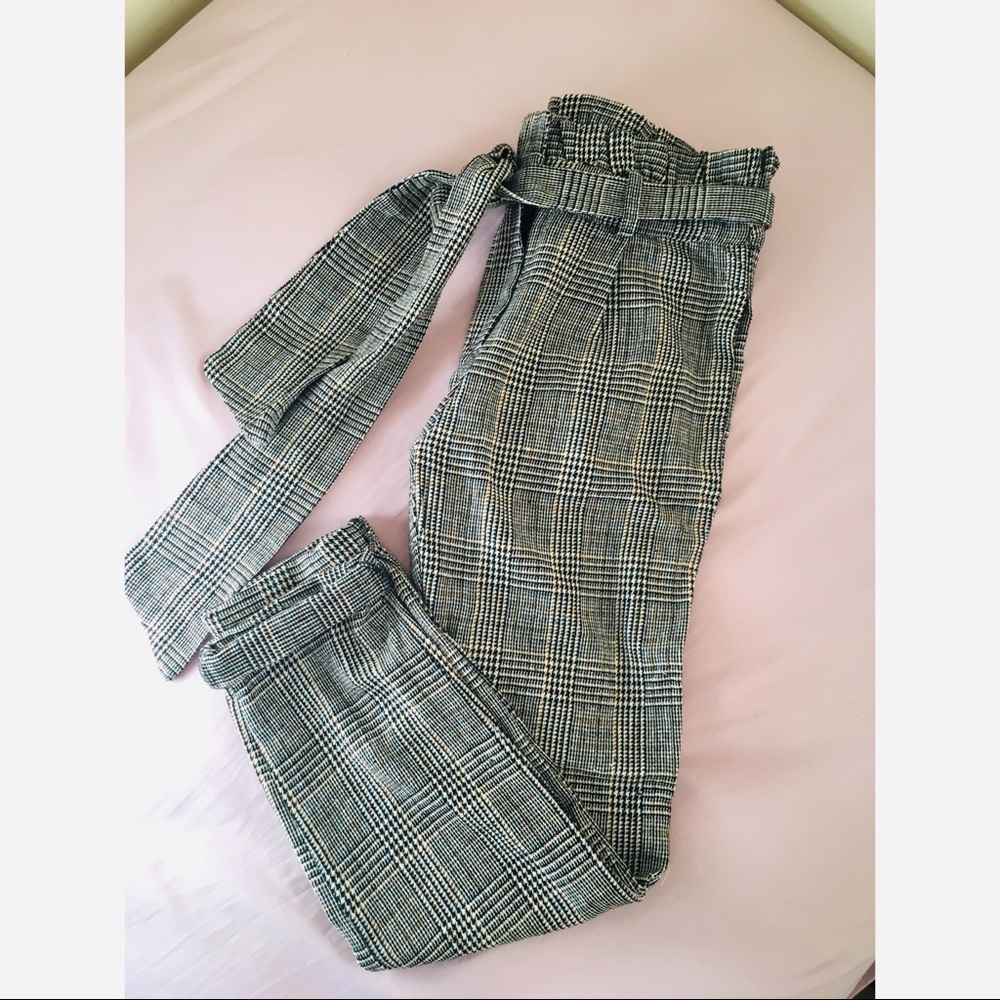 Plaid Ankle Pants/Trousers